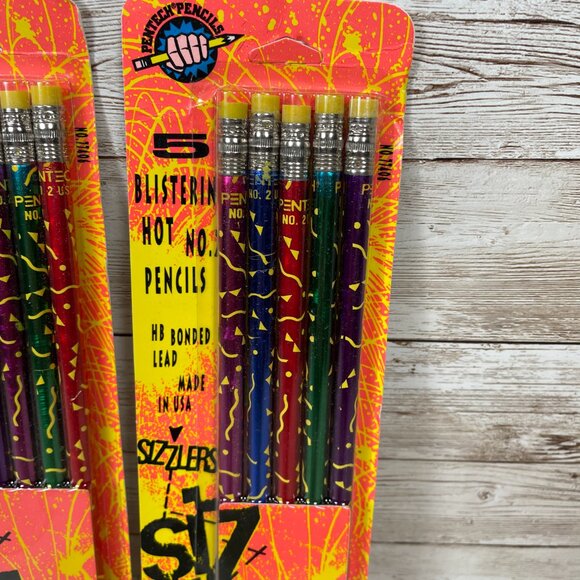 Lot of 3 Vintage PENTECH Sizzlers 5 Pack No. 2 Designer Pencils 77406 USA NEW - Picture 4 of 6